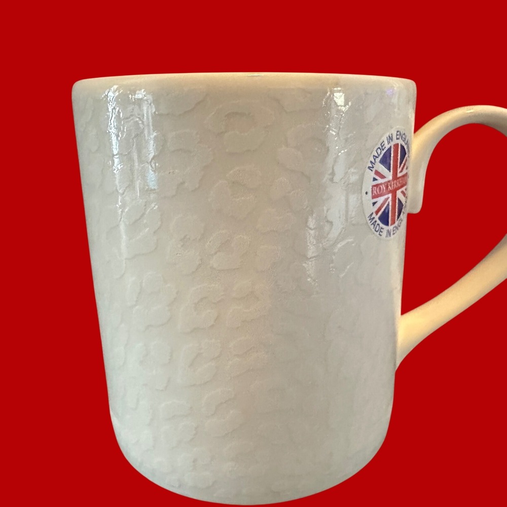 Roy Kirkham Mug White Leopard‎ Print Fine Bone China Made in England Cream Ivory